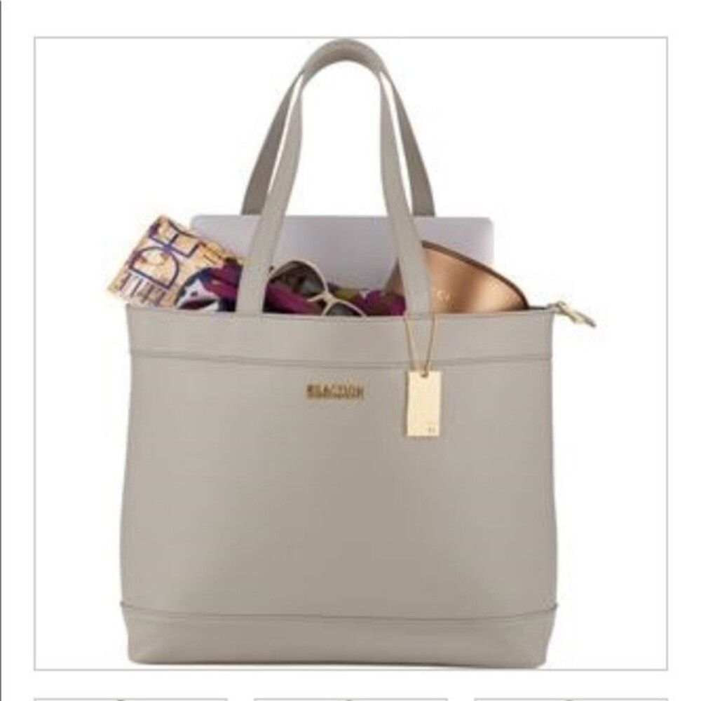 Reaction Kenneth Cole Women Leather Pebbled 15" Computer Tote Gray New